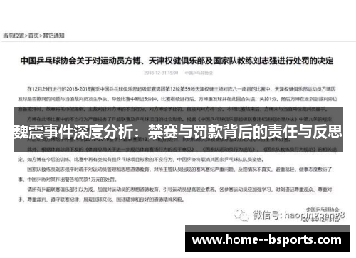 魏震事件深度分析:禁赛与罚款背后的责任与反思 魏震事件深度分析:禁赛与罚款背后的责任与反思